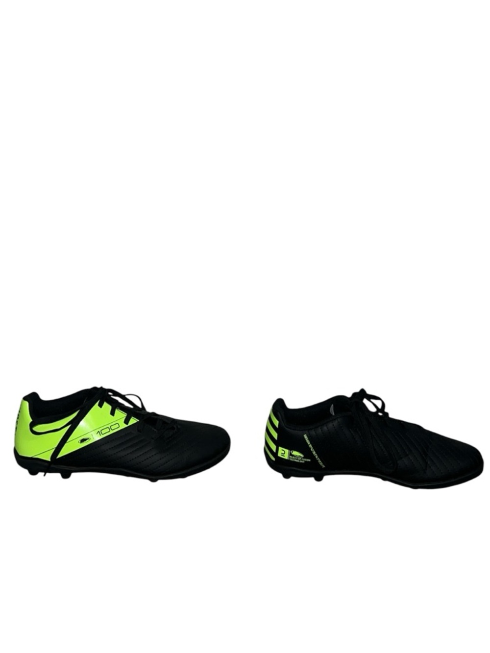 Kipsta Black And Fluo Lime Yellow Cleats Soccer Shoes Kids Size US 4 Sport